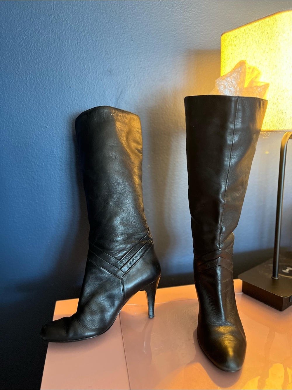 Sean Ling Nigiri Boots Womens Size 5.5 Black Buttery Soft Leather Heeled Pull On